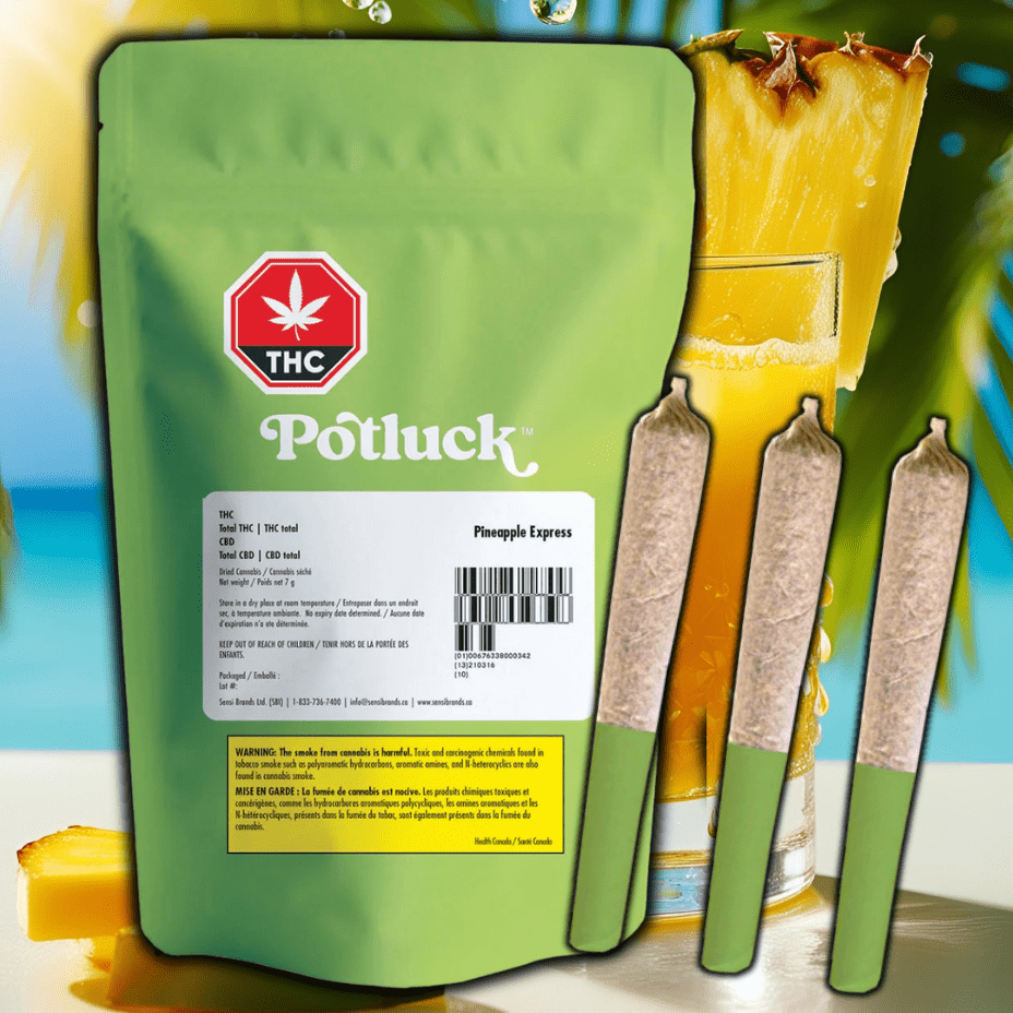 Potluck Pineapple Express Pre-rolls 3x0.5g 3x0.5g Morden Vape SuperStore and Cannabis Manitoba Canada