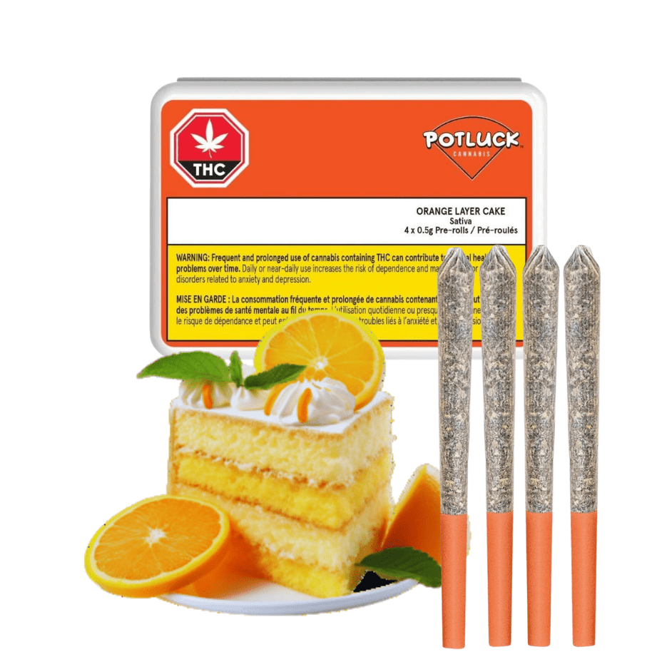 Potluck Pre-Rolls 4x0.5g Potluck Orange Layer Cake Pre-rolls-4x0.5g-Morden Vape & Cannabis, MB