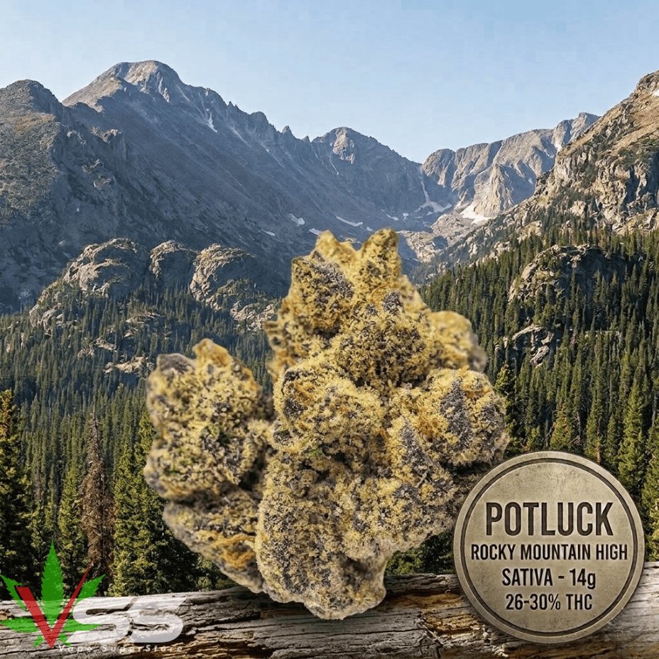 Potluck Rocky Mountain High Sativa Flower - 14g Morden Vape SuperStore and Cannabis Manitoba Canada