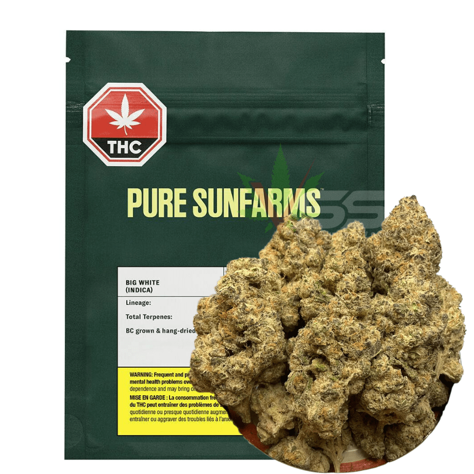 Pure Sunfarms Big White Indica Flower - 28g Morden Vape SuperStore and Cannabis Manitoba Canada