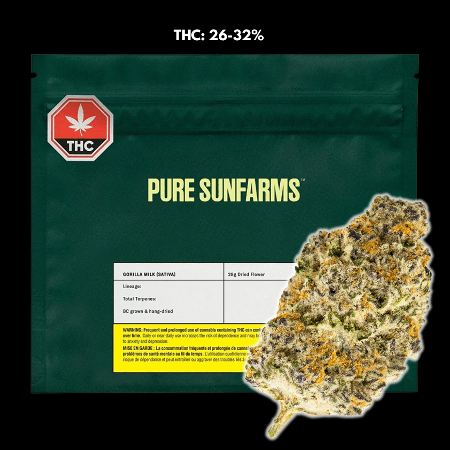 Pure Sunfarms Gorilla Milk Flower - 28g 28g Morden Vape SuperStore and Cannabis Manitoba Canada