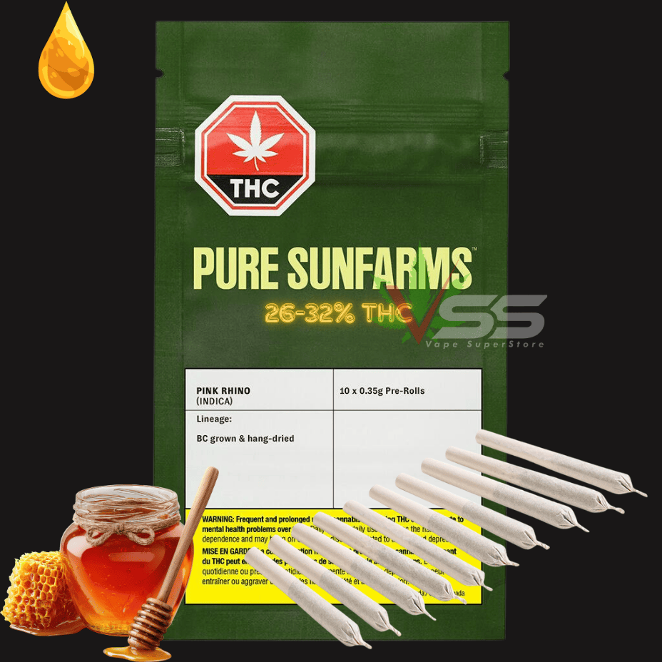 Pure Sunfarms Pink Rhino Indica Pre-rolls 10x0.35g Morden Vape SuperStore and Cannabis Manitoba Canada