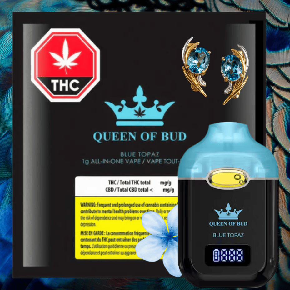 Queen of Bud - Blue Topaz Liquid Crystals AIO Disposable Vape - 1g Morden Vape SuperStore and Cannabis Manitoba Canada