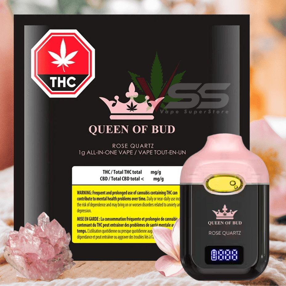 Queen of Bud - Rose Quartz Liquid Crystals AIO Vape - 1g Morden Vape SuperStore and Cannabis Manitoba Canada