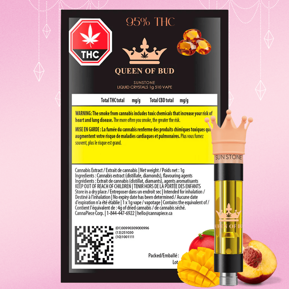 Queen of Bud Sunstone Liquid Crystals Vape Cartridge - 1g Morden Vape SuperStore and Cannabis Manitoba Canada