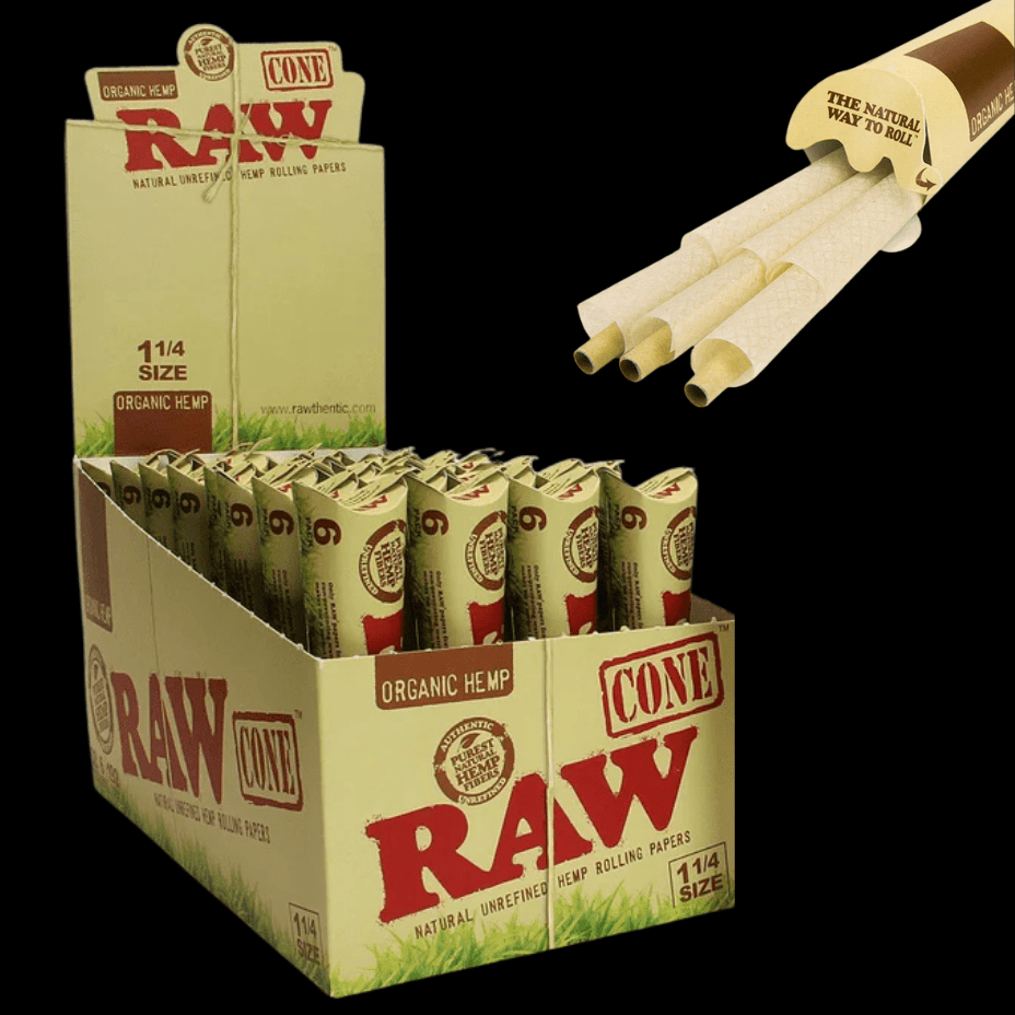 RAW Organic Pre-rolled Cones 1 1/4-6/pkg Morden Vape SuperStore and Cannabis Manitoba Canada