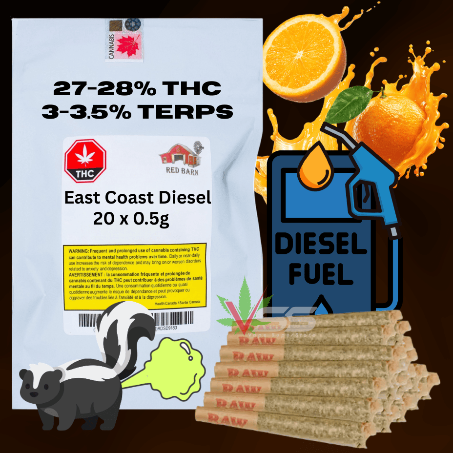 Red Barn East Coast Diesel Hybrid CRAFT Pre-Rolls - 20x0.5g Morden Vape SuperStore and Cannabis Manitoba Canada