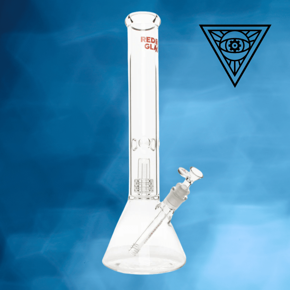 Red Eye Glass Dual Chamber 7mm Matrix Perc Beaker Bong 16" Morden Vape SuperStore and Cannabis Manitoba Canada