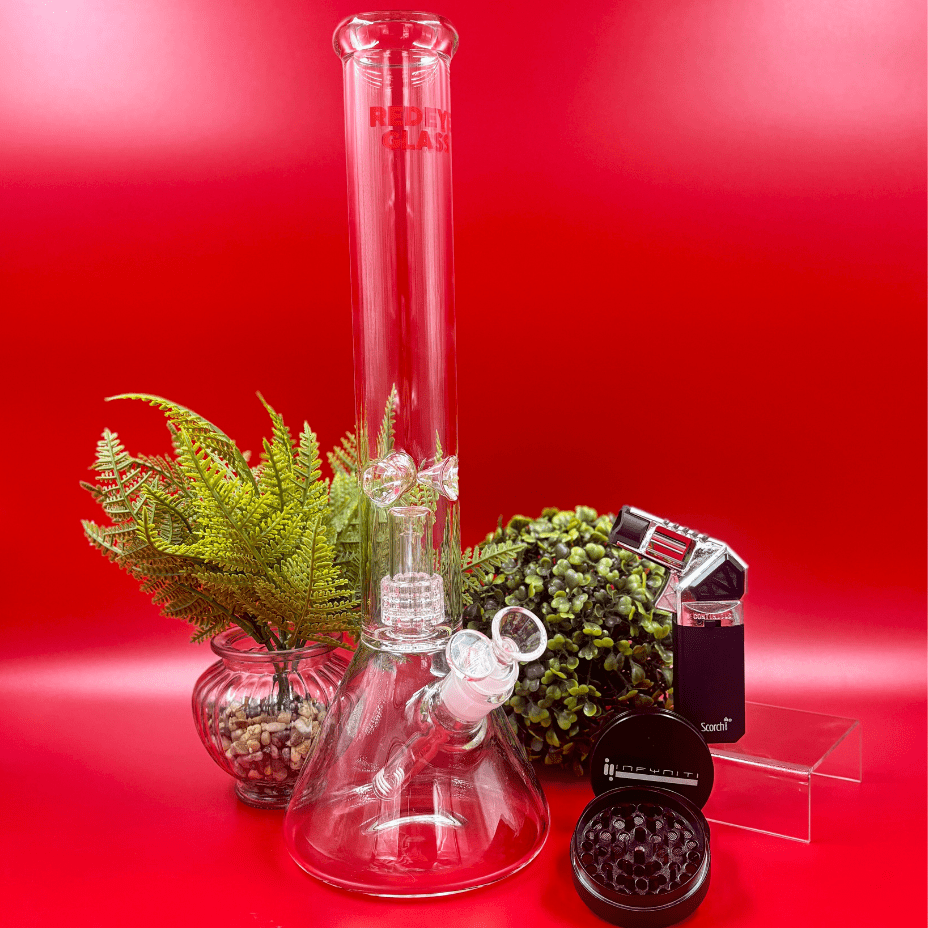 Red Eye Glass Dual Chamber 7mm Matrix Perc Beaker Bong 16" Morden Vape SuperStore and Cannabis Manitoba Canada