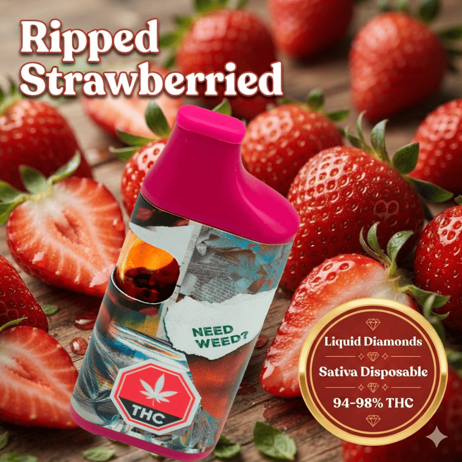 Ripped Strawberried Liquid Diamond Sativa Disposable- 0.95g Morden Vape SuperStore and Cannabis Manitoba Canada