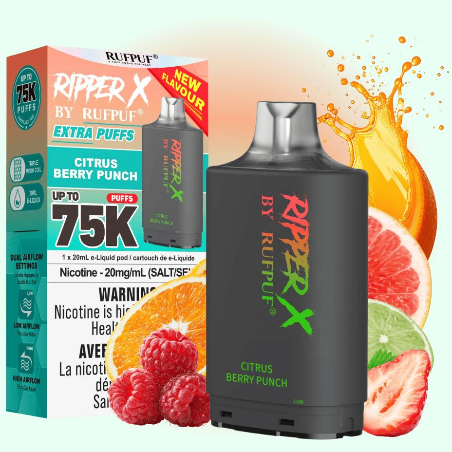 Ripper X 75K Turbo Pod - Citrus Berry Punch 75000 Puffs / 20mg Morden Vape SuperStore and Cannabis Manitoba Canada
