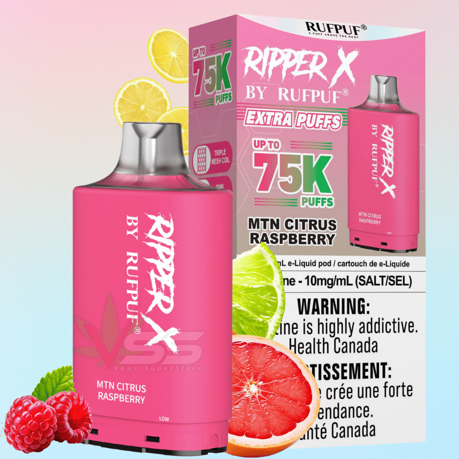 Ripper X 75k Turbo Pod - MTN Citrus Raspberry (10mg) Morden Vape SuperStore and Cannabis Manitoba Canada
