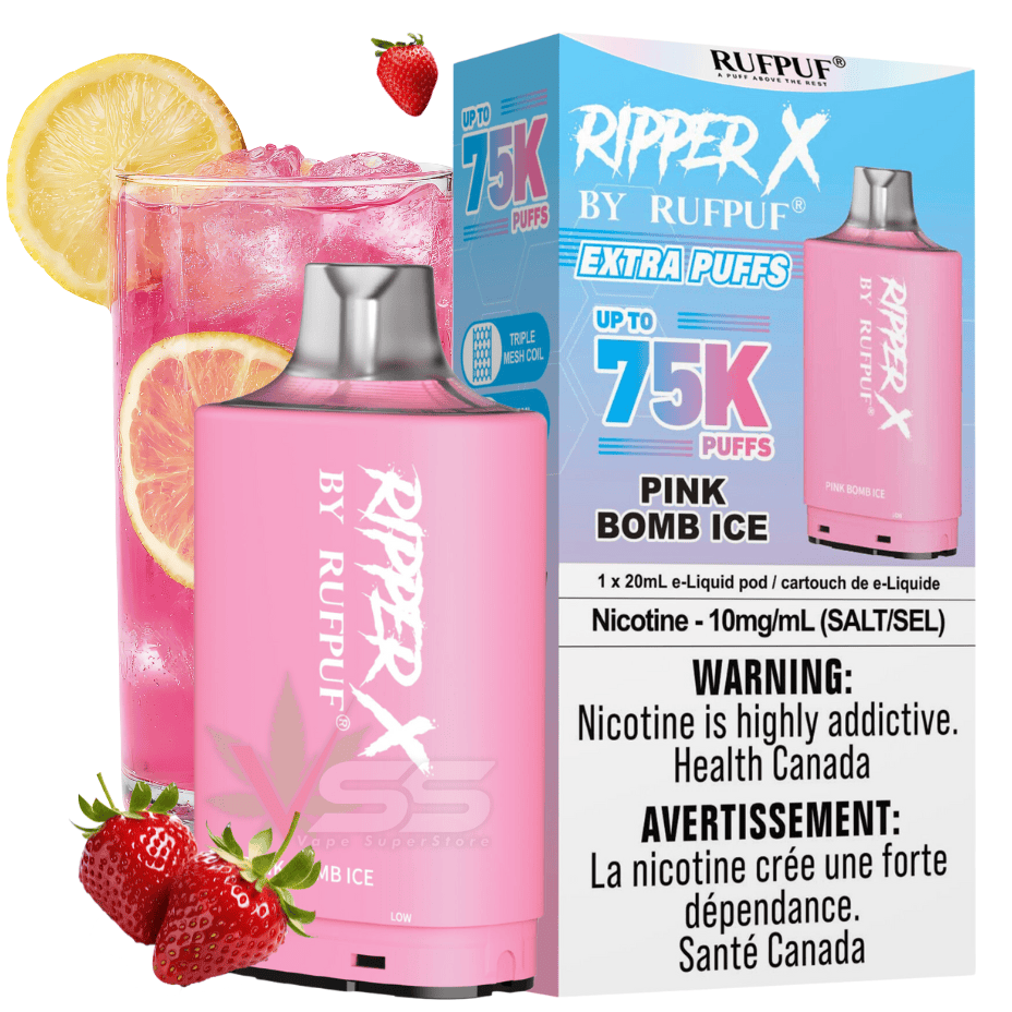 Ripper X 75k Turbo Pod - Pink Bomb Ice (10mg) Morden Vape SuperStore and Cannabis Manitoba Canada