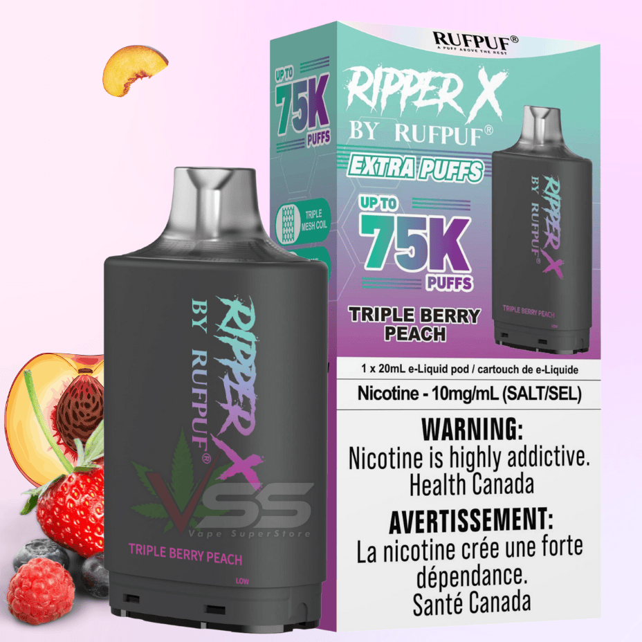 Ripper X 75k Turbo Pod - Triple Berry Peach (10mg) Morden Vape SuperStore and Cannabis Manitoba Canada