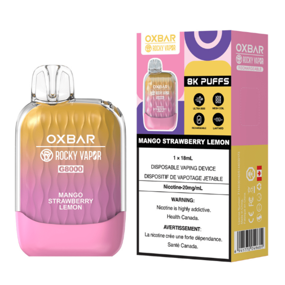 Rocky Vapor Disposables 8000 Puffs / 20mg OXBAR G8000 Disposable Vape-Mango Strawberry Lemon-Morden Vape MB