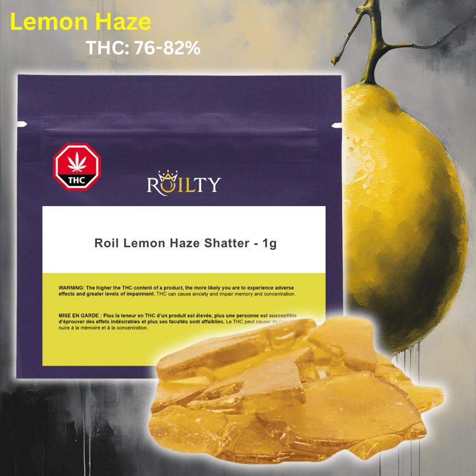 Roilty Roil Lemon Haze Sativa Shatter-1g 1g Morden Vape SuperStore and Cannabis Manitoba Canada