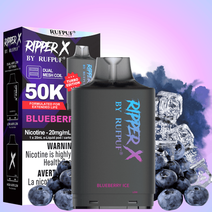 RufPuf Ripper X 35K Turbo Pod - Blueberry Ice 20mg Morden Vape SuperStore and Cannabis Manitoba Canada