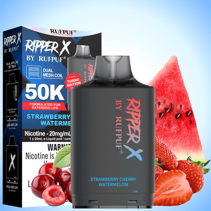 RufPuf Ripper X 35K Turbo Pod - Strawberry Cherry Watermelon Morden Vape SuperStore and Cannabis Manitoba Canada