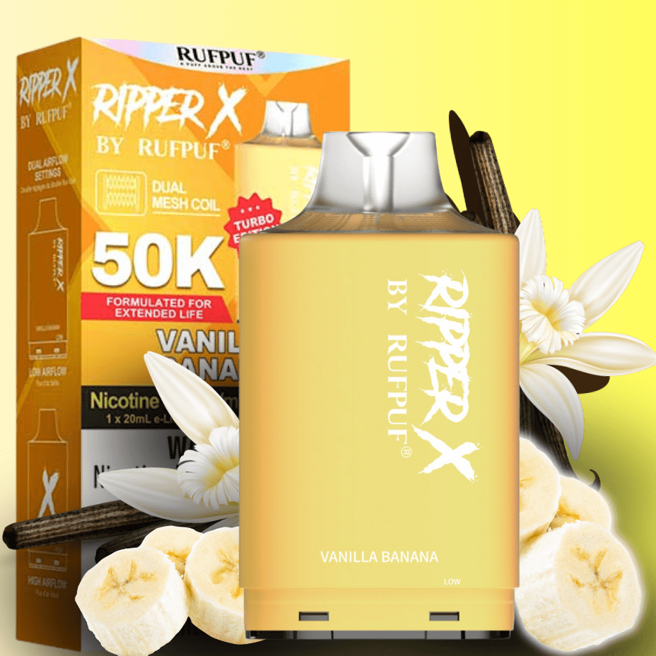 RufPuf Ripper X 50K Turbo Pod - Vanilla Banana 20mg / 50000 Puffs Morden Vape SuperStore and Cannabis Manitoba Canada