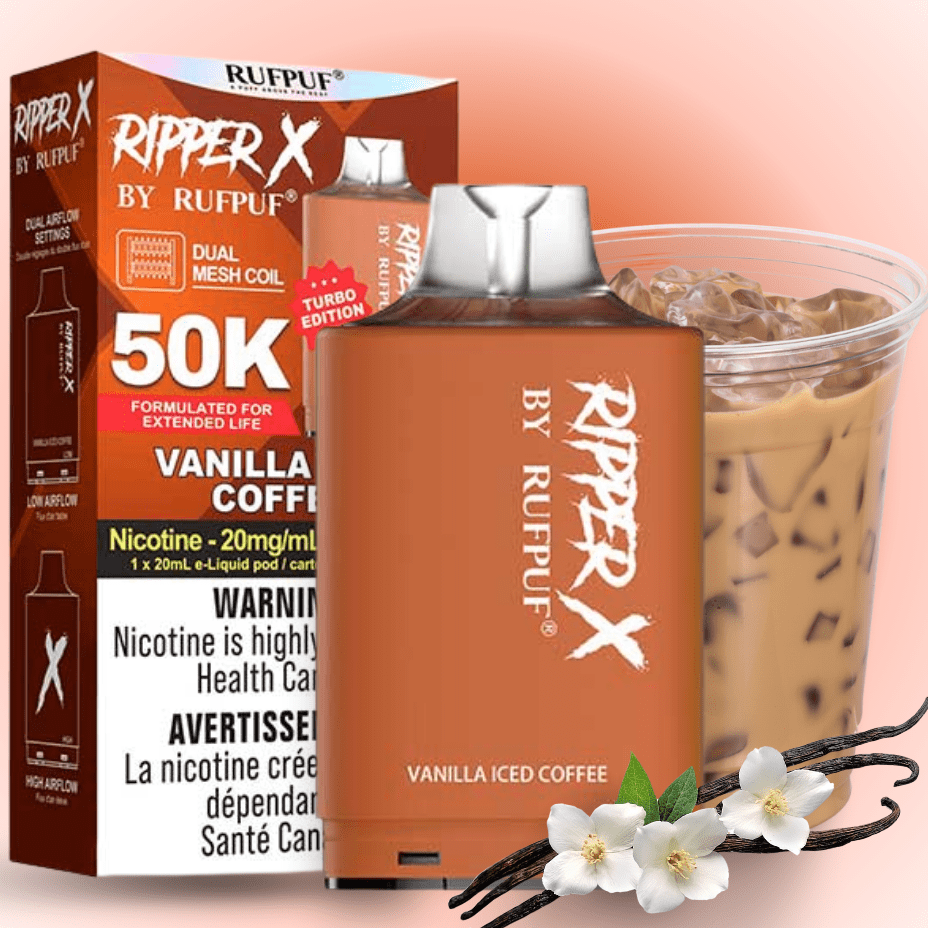RufPuf Ripper X 50K Turbo Pod - Vanilla Iced Coffee 20mg / 50000 Puffs Morden Vape SuperStore and Cannabis Manitoba Canada