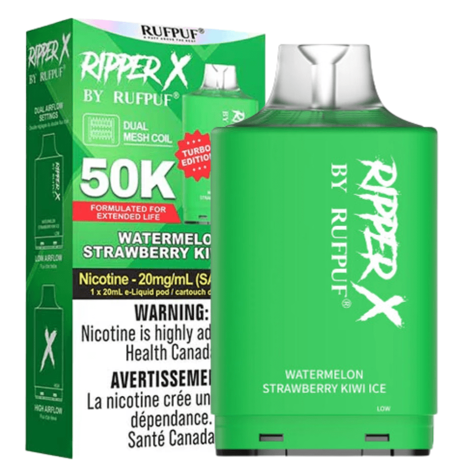 RufPuf Ripper X 50K Turbo Pod - Watermelon Strawberry Kiwi Ice 20mg / 50000 Puffs Morden Vape SuperStore and Cannabis Manitoba Canada