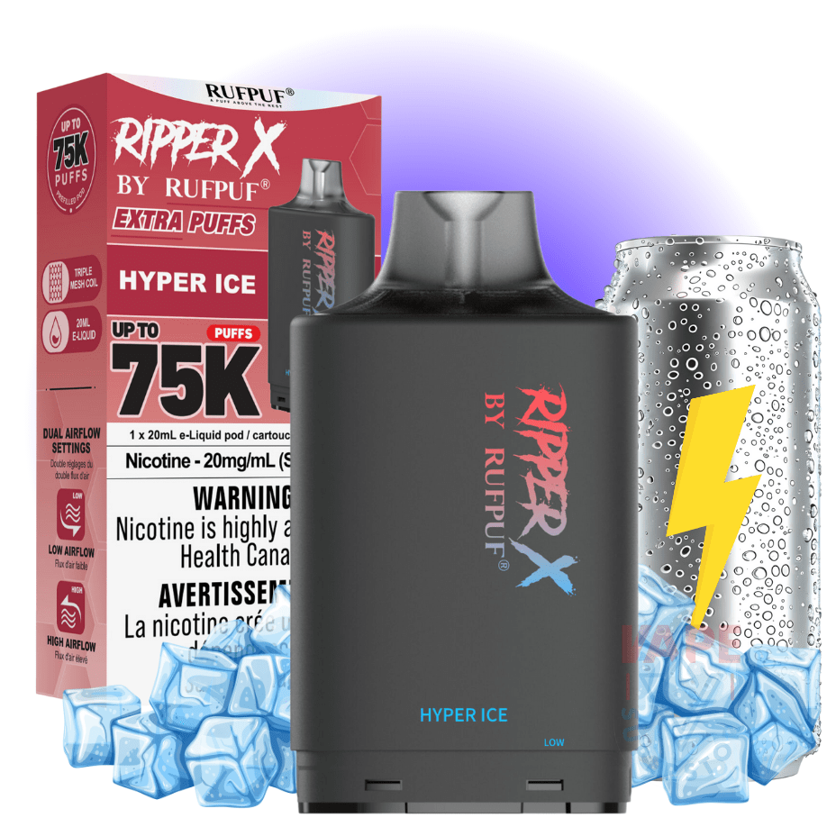 RufPuf Ripper X 75K - Hyper Ice 75000 Puffs Morden Vape SuperStore and Cannabis Manitoba Canada