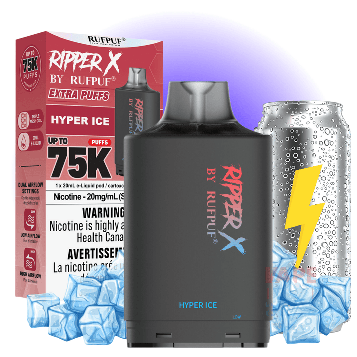 RufPuf Ripper X 75K - Hyper Ice 75000 Puffs Morden Vape SuperStore and Cannabis Manitoba Canada