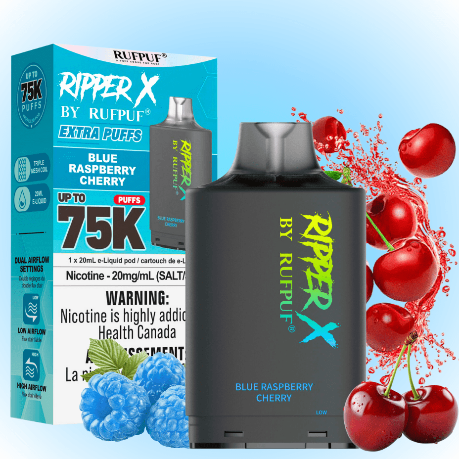 RufPuf Ripper X 75K Turbo Pod - Blue Raspberry Cherry Morden Vape SuperStore and Cannabis Manitoba Canada