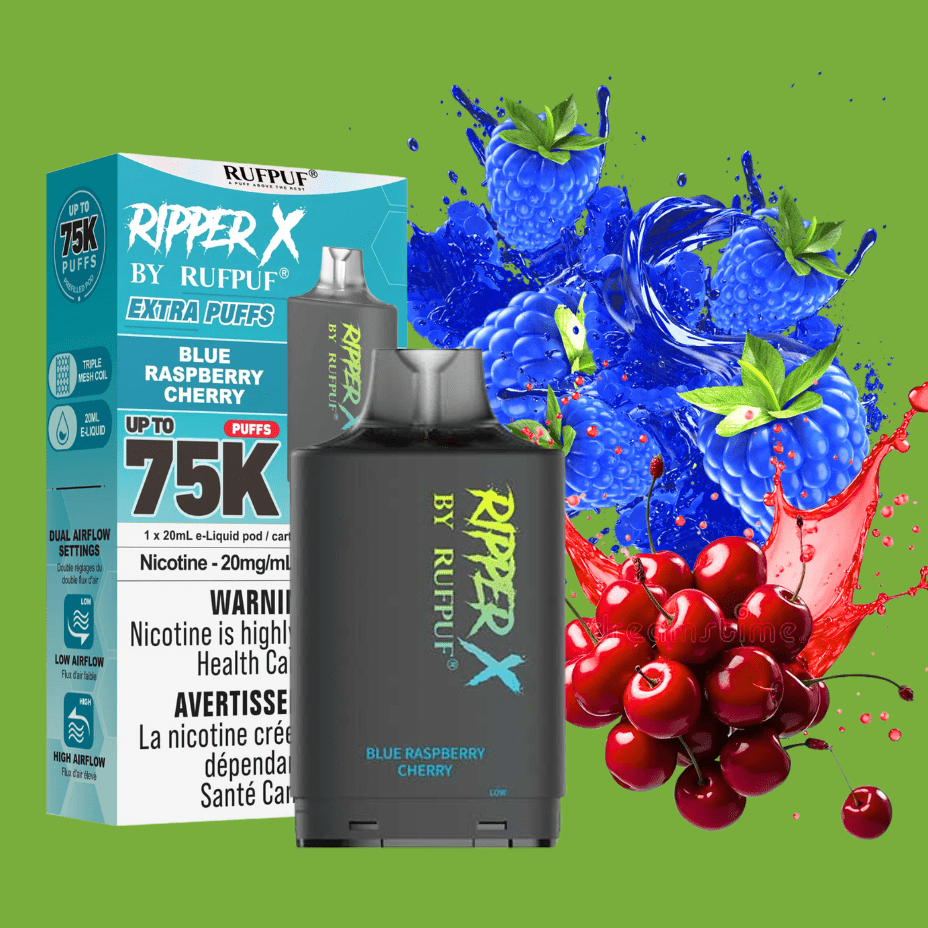 RufPuf Ripper X 75K Turbo Pod - Blue Raspberry Cherry Morden Vape SuperStore and Cannabis Manitoba Canada