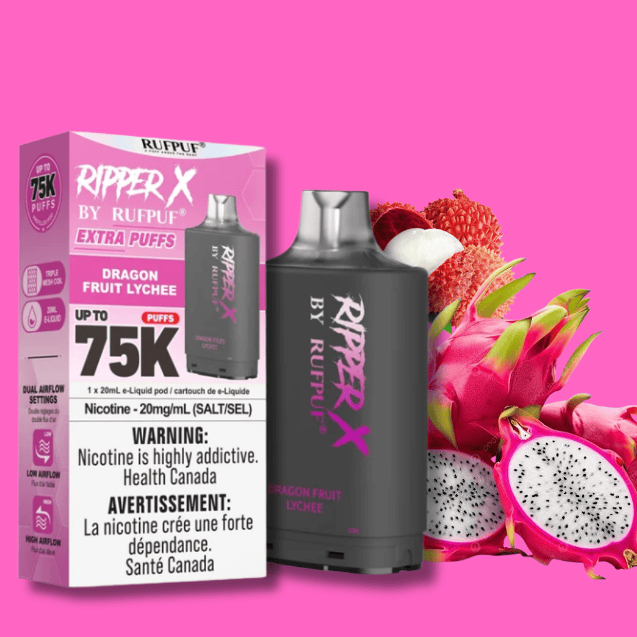 RufPuf Ripper X 75K Turbo Pod - Dragon Fruit Lychee 75000 Puffs / 20mg Morden Vape SuperStore and Cannabis Manitoba Canada