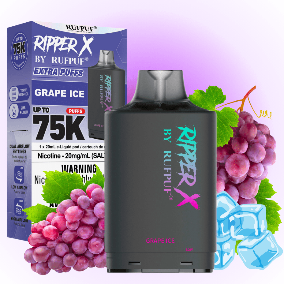 RufPuf Ripper X 75k Turbo Pod - Grape Ice 20mg / 75000 Puffs Morden Vape SuperStore and Cannabis Manitoba Canada