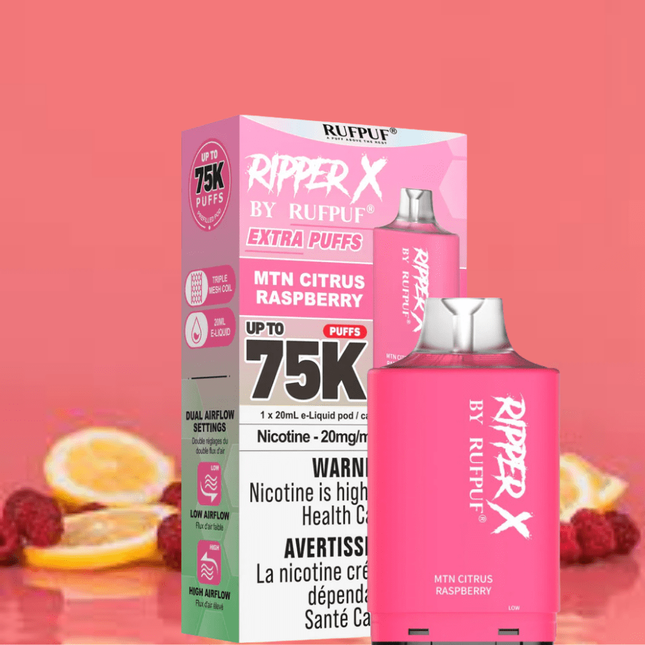 RufPuf Ripper X 75K Turbo Pod - MTN Citrus Raspberry Morden Vape SuperStore and Cannabis Manitoba Canada