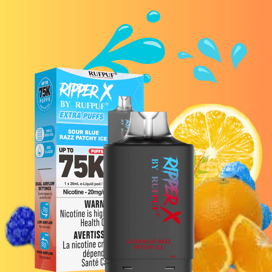 RufPuf Ripper X 75K Turbo Pod - Sour Blue Catchy Ice 30mL / 20mg Morden Vape SuperStore and Cannabis Manitoba Canada