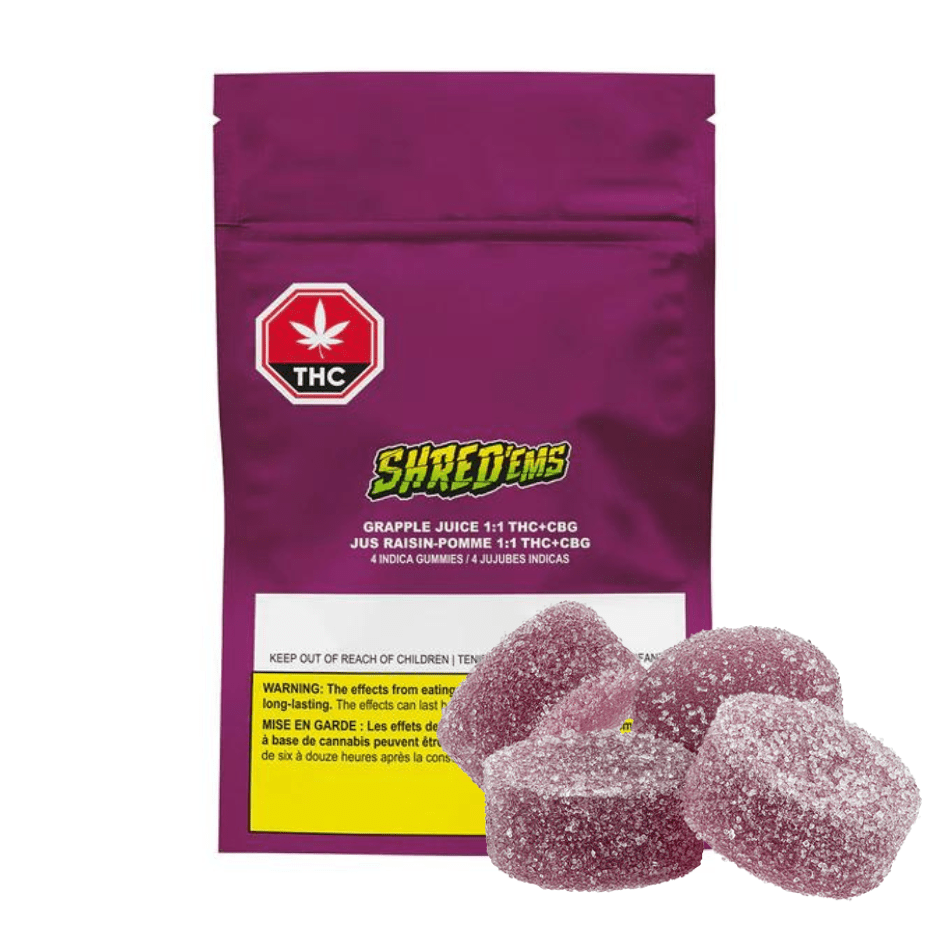 SHRED'ems Grapple Juice 1:1 CBG Gummies-4x2.5mg - Morden Vape SuperStore & Cannabis SHRED'ems Grapple Juice 1:1 CBG Gummies-4x2.5mg - Morden Vape SuperStore & Cannabis