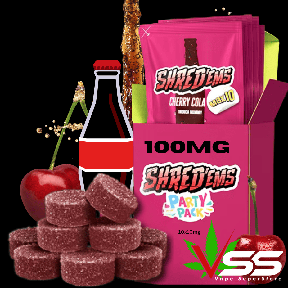 Shred'ems MAX10 - Cherry Cola Party Pack Gummies 10x10mg Morden Vape SuperStore and Cannabis Manitoba Canada