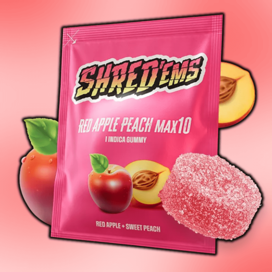 Shred'ems MAX10 Red Apple Peach Gummy - 1x10mg 1x10mg Morden Vape SuperStore and Cannabis Manitoba Canada