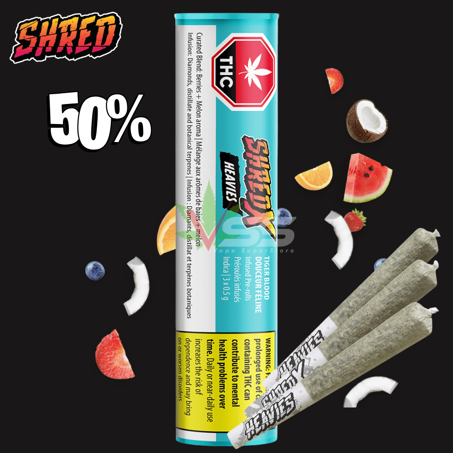 ShredX Heavies Tiger Blood Infused Pre-rolls - 3x0.5g Morden Vape SuperStore and Cannabis Manitoba Canada