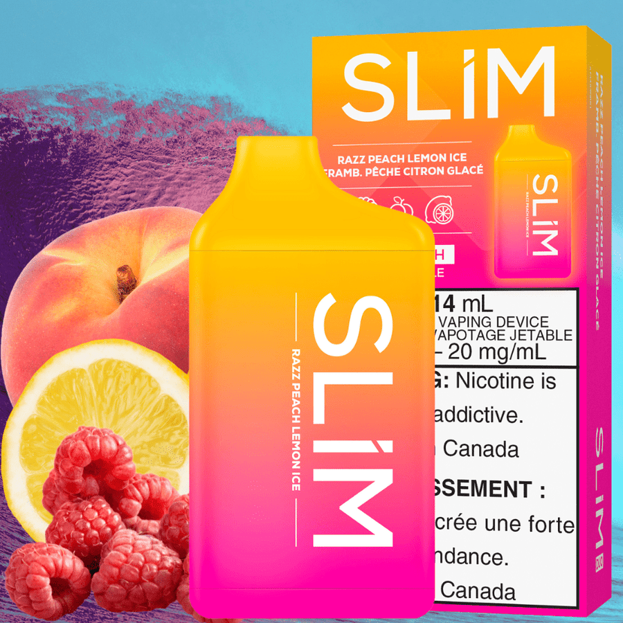 Slim Disposables 14mL / 20mg Slim 7500 Rechargeable Disposable Vape-Razz Peach Lemon Ice-Morden Vape SuperStore & Cannabis MB, Canada
