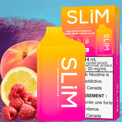 Slim 14mL / 20mg Slim 7500 Rechargeable Disposable Vape-Razz Peach Lemon Ice-Morden Vape Superstore & Bong Shop