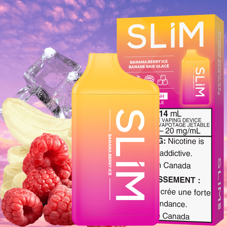 Slim Disposables 14mL / 20mg Slim 7500 Rechargeable Disposable Vape-Banana Berry Ice-Morden Vape SuperStore & Cannabis MB, Canada