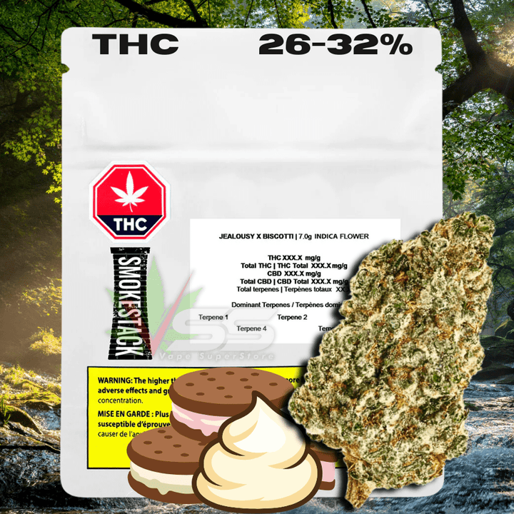 SmokeStack - Jealousy x Biscotti Indica Flower 7g Morden Vape SuperStore and Cannabis Manitoba Canada