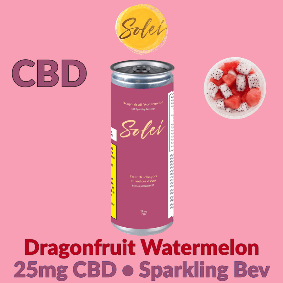 Solei Beverages 355ml Solei Dragonfruit Watermelon CBD Sparkling Beverage-35mml-Morden Vape MB, Canada