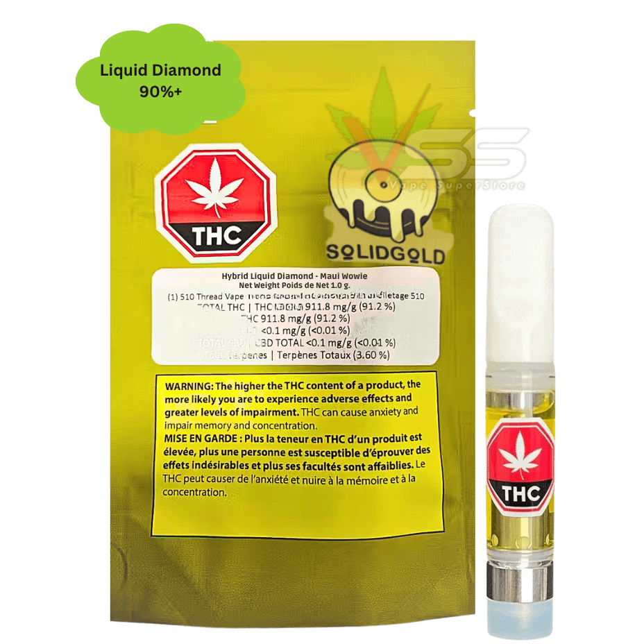 Solid Gold Maui Wowie Hybrid Diamonds Cartridge - 1g Morden Vape SuperStore and Cannabis Manitoba Canada