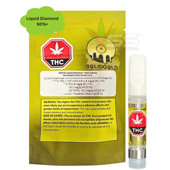 Solid Gold Maui Wowie Hybrid Diamonds Cartridge - 1g Morden Vape SuperStore and Cannabis Manitoba Canada