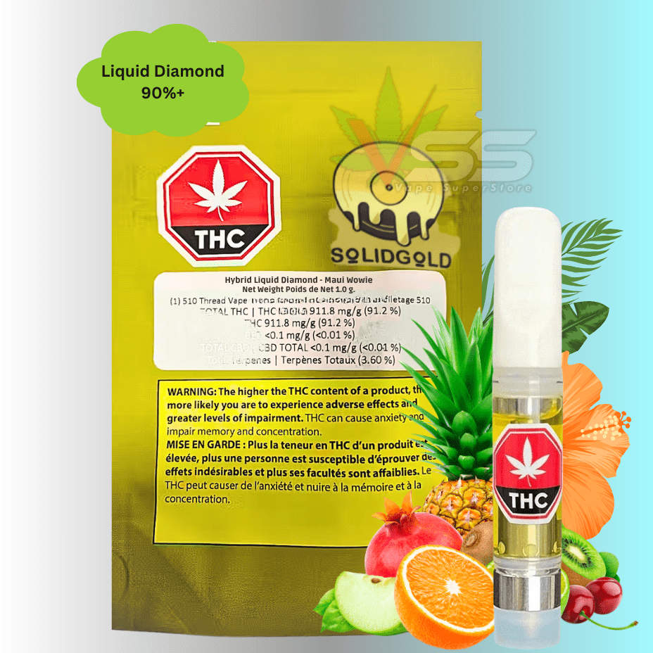 Solid Gold Maui Wowie Hybrid Diamonds Cartridge - 1g Morden Vape SuperStore and Cannabis Manitoba Canada