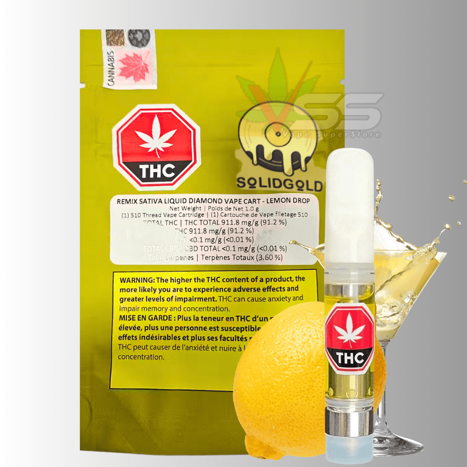 Solid Gold Remix Lemon Drop Sativa Diamonds Cartridge - 1g Morden Vape SuperStore and Cannabis Manitoba Canada