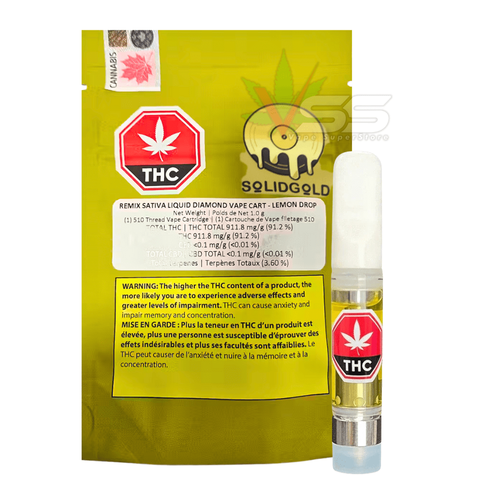 Solid Gold Remix Lemon Drop Sativa Diamonds Cartridge - 1g Morden Vape SuperStore and Cannabis Manitoba Canada