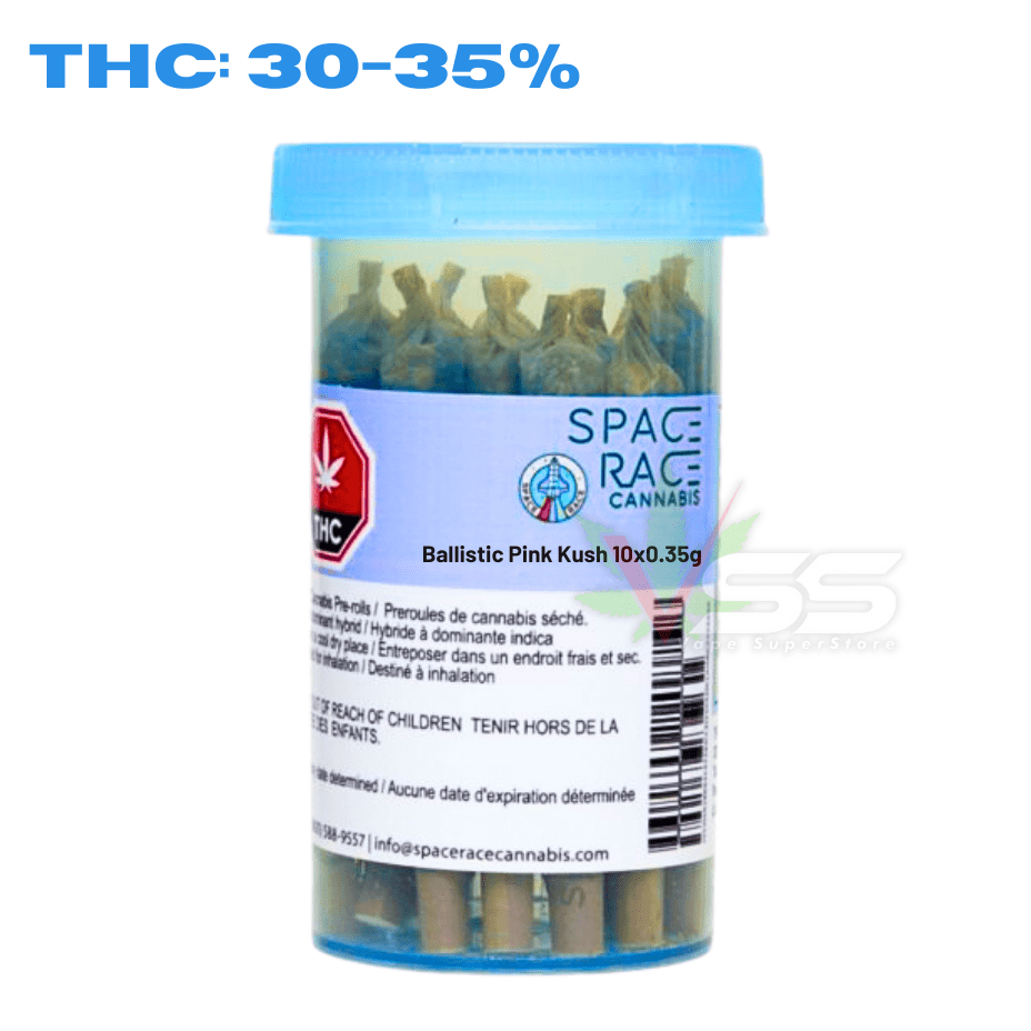 Space Race Ballistic Pink Kush Indica Pre-rolls 10x0.35g Morden Vape SuperStore and Cannabis Manitoba Canada