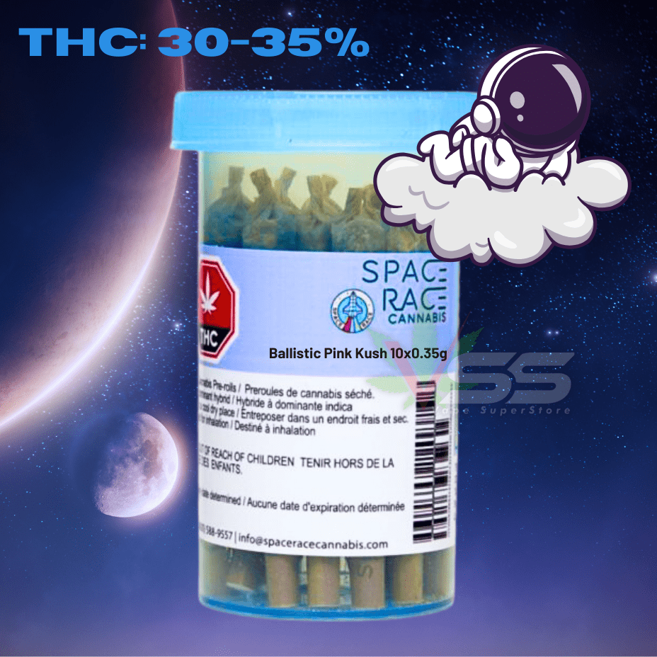 Space Race Ballistic Pink Kush Indica Pre-rolls 10x0.35g Morden Vape SuperStore and Cannabis Manitoba Canada