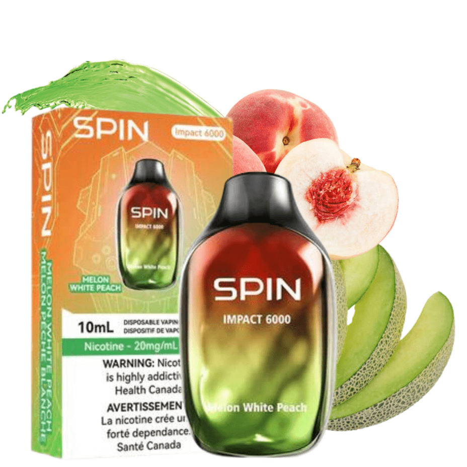 Spin Vape Disposables 20mg / 6000 Puffs SPIN Impact 6000 Disposable Vape-Melon White Peach-Morden Vape 